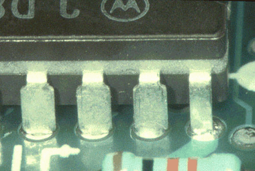 Figure 1: Solder has not fully filled the plated through hole here