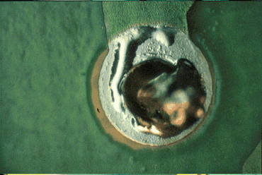Figure 4: This defect was caused by the poor solderability of the pad surface