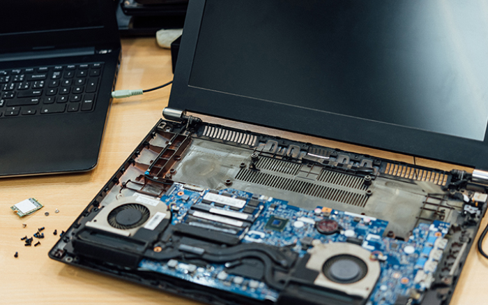 Inside view of a laptop computer