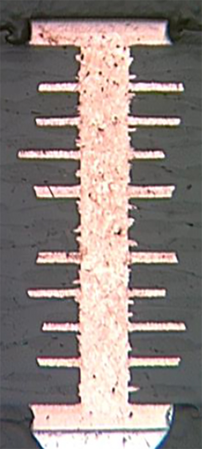 PCB cross section with non-conductive fill via