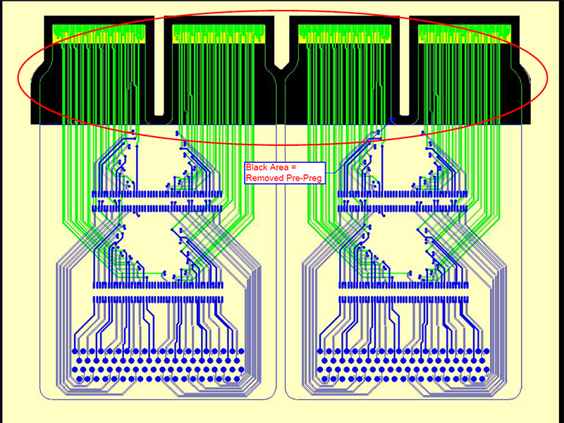 Example of a pre-preg layer in a rigid-flex PCB design