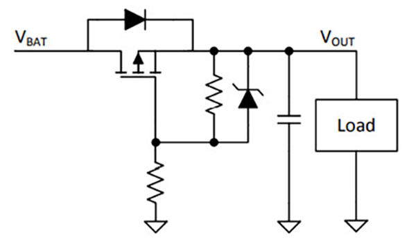 Reverse battery protection using P-Channel MOSFET